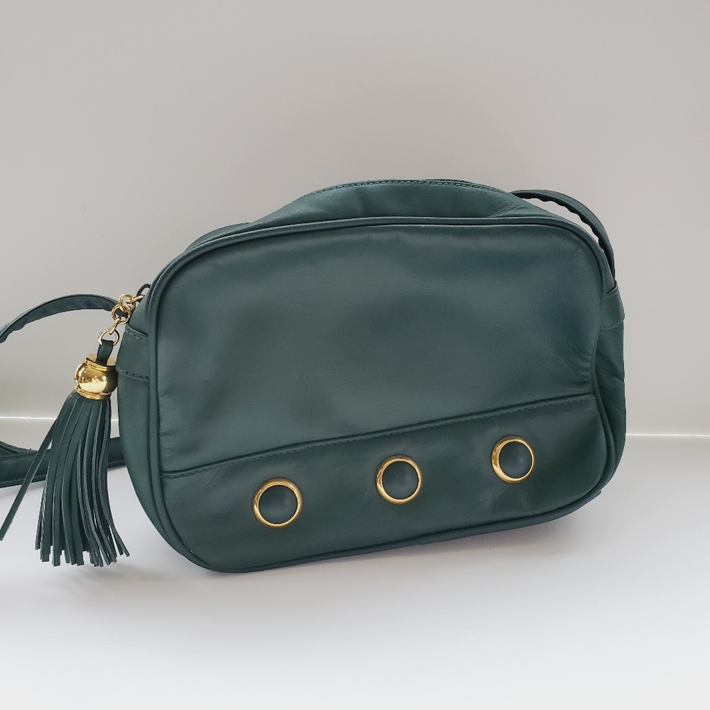 Vintage Jaclyn Smith Green Small Crossbody Leather Purse
